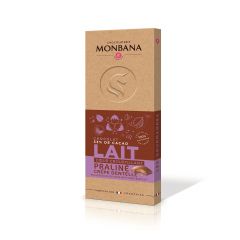 Tablette chocolat lait fourrée praliné crêpe dentelle