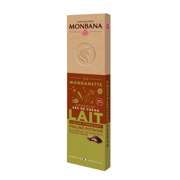 Barre chocolatée lait pistache